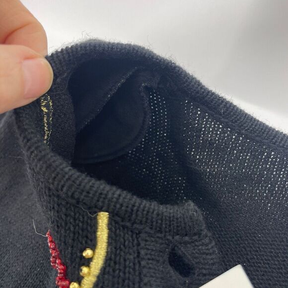 Leslie Fay Vintage Women Large Black Sweater Beaded Embellished Sequin Cardigan - Picture 12 of 15